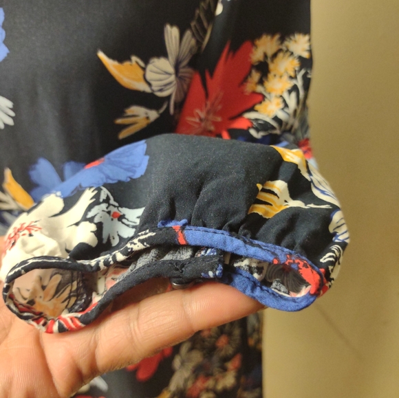 Old Navy Blue Printed Floral Midi Shirt Dress Size M - Picture 5 of 10